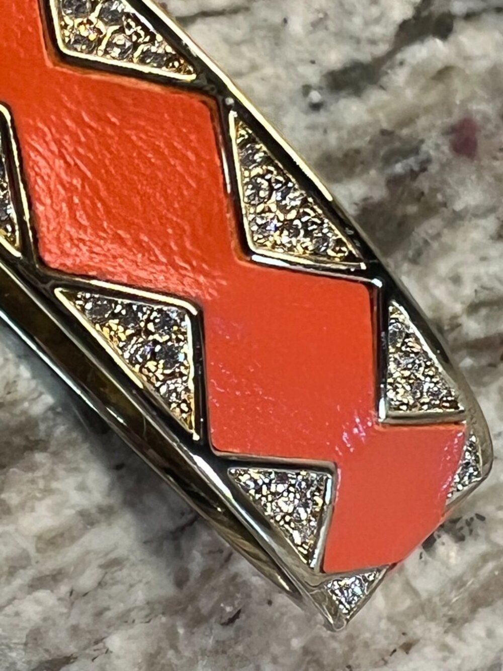 House of Harlow 1960 Orange Leather Aztec Bangle Bracelet